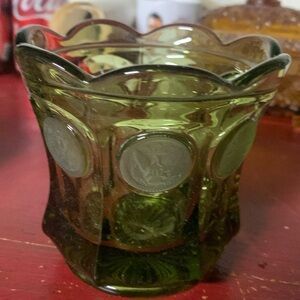 Fosteria coin avocado candy dish 5 inches tall